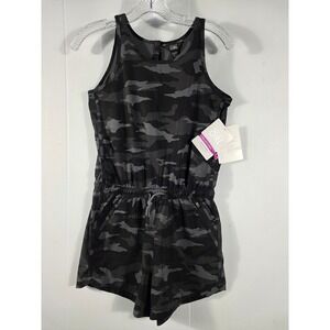 Athleta Girl Camo Romper Black Grey Sleeveless XL 14 NWT 531744-05-2-0005